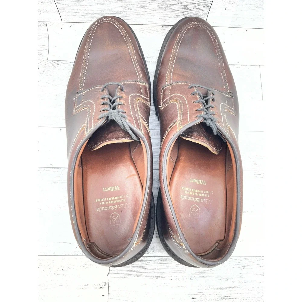 Allen Edmonds Wilbert Brown Leather Split Toe Derby Shoe Men 11D Handcrafted USA